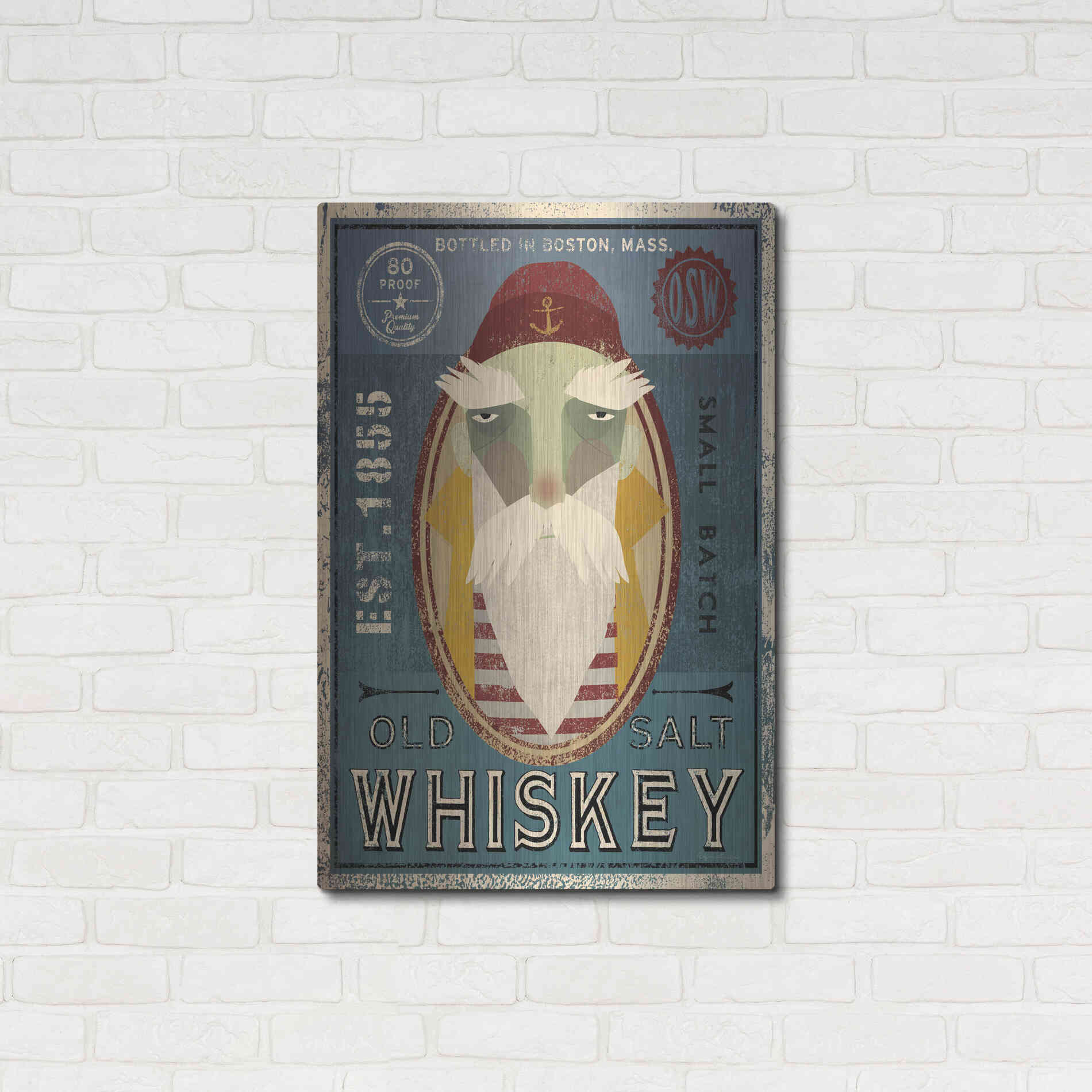 Luxe Metal Art 'Fisherman VIII Old Salt Whiskey' by Ryan Fowler, Metal Wall Art,24x36