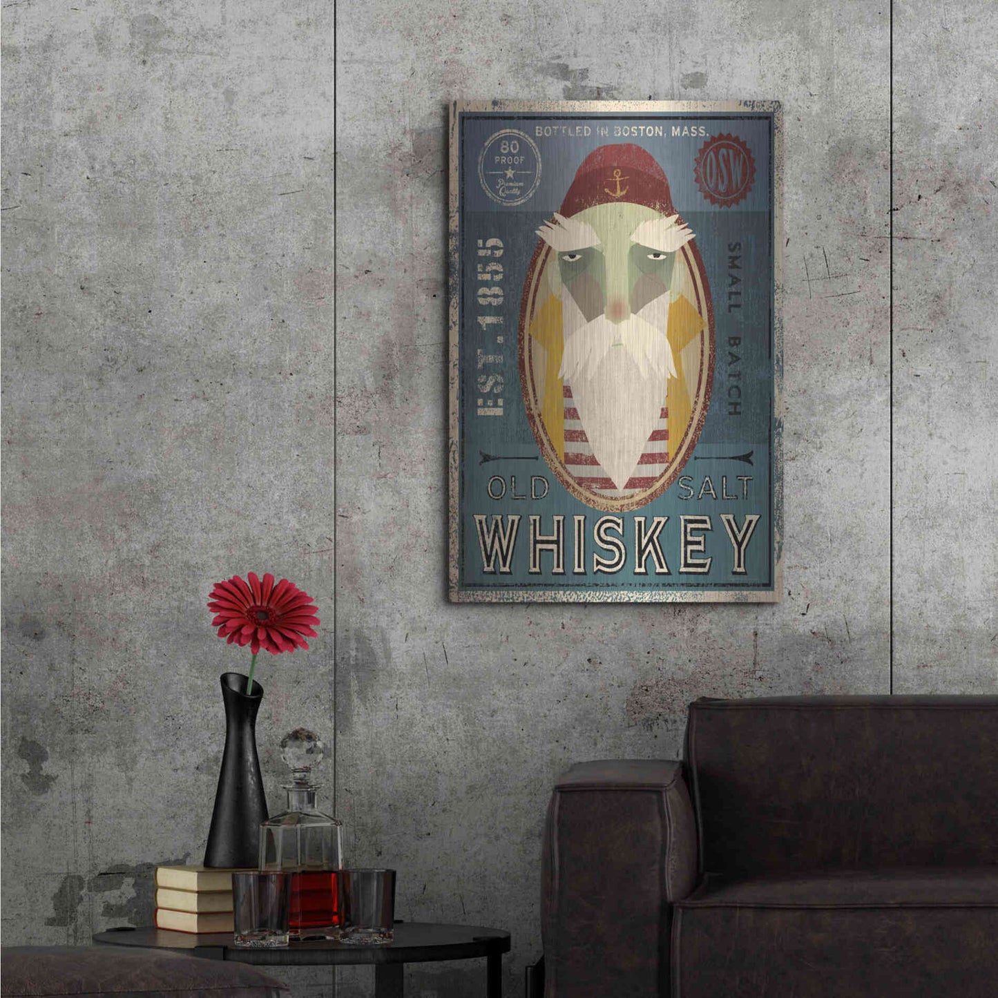 Luxe Metal Art 'Fisherman VIII Old Salt Whiskey' by Ryan Fowler, Metal Wall Art,24x36