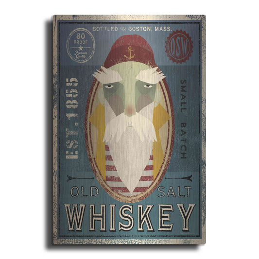 Luxe Metal Art 'Fisherman VIII Old Salt Whiskey' by Ryan Fowler, Metal Wall Art