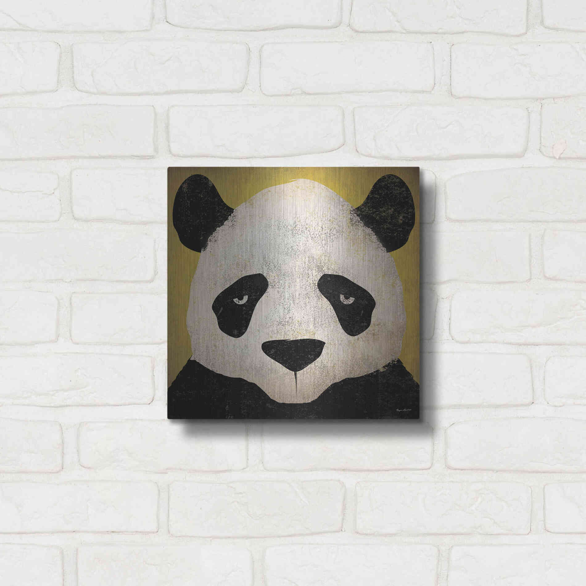 Luxe Metal Art 'Panda' by Ryan Fowler, Metal Wall Art,12x12