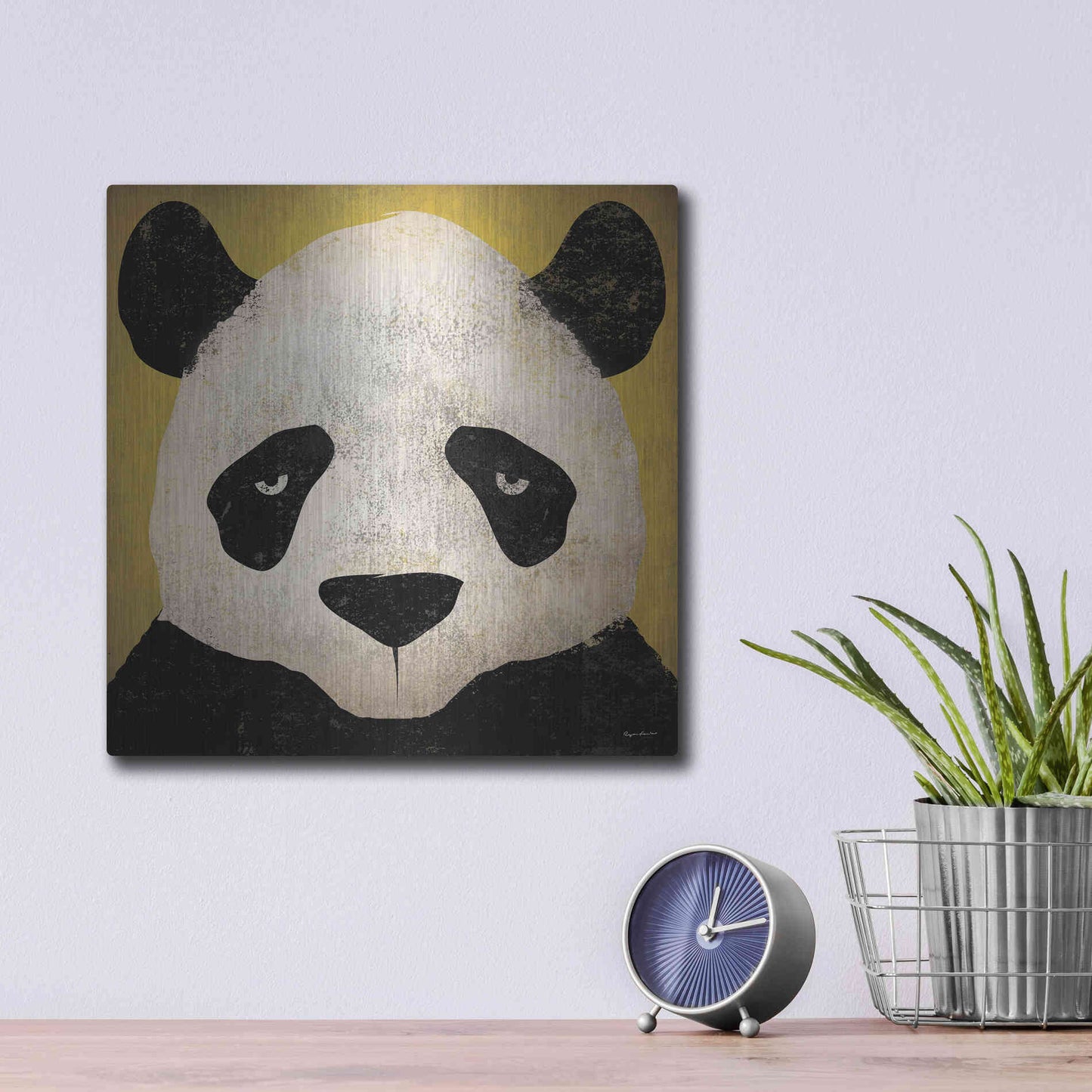 Luxe Metal Art 'Panda' by Ryan Fowler, Metal Wall Art,12x12
