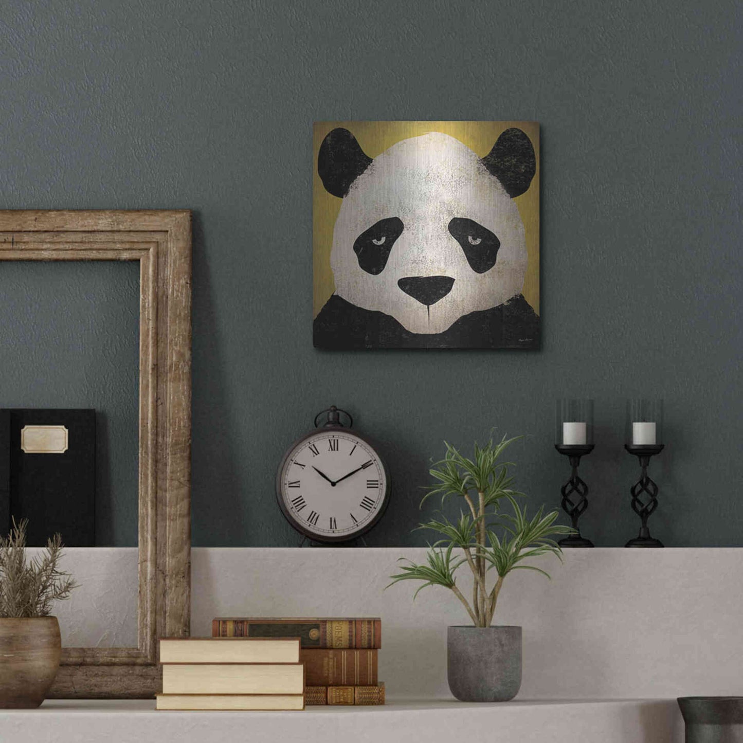Luxe Metal Art 'Panda' by Ryan Fowler, Metal Wall Art,12x12