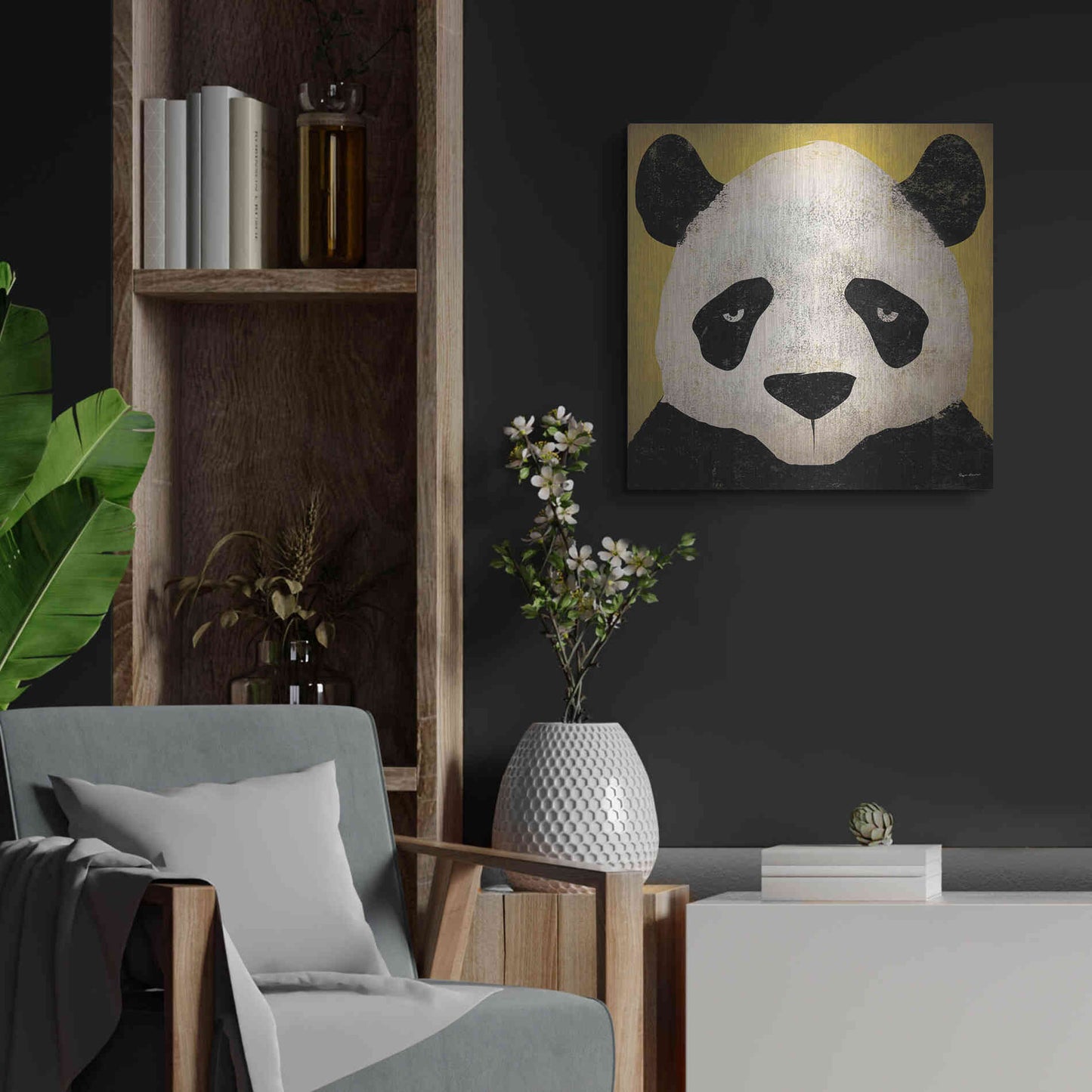 Luxe Metal Art 'Panda' by Ryan Fowler, Metal Wall Art,24x24