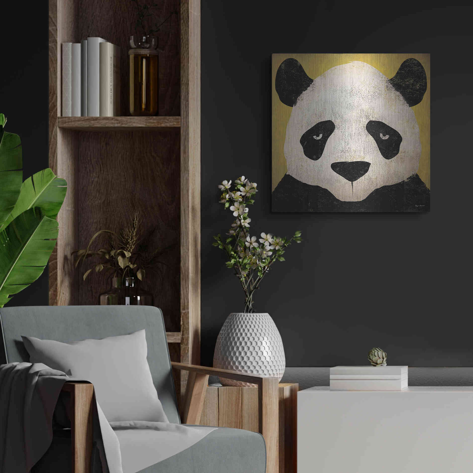 Luxe Metal Art 'Panda' by Ryan Fowler, Metal Wall Art,24x24
