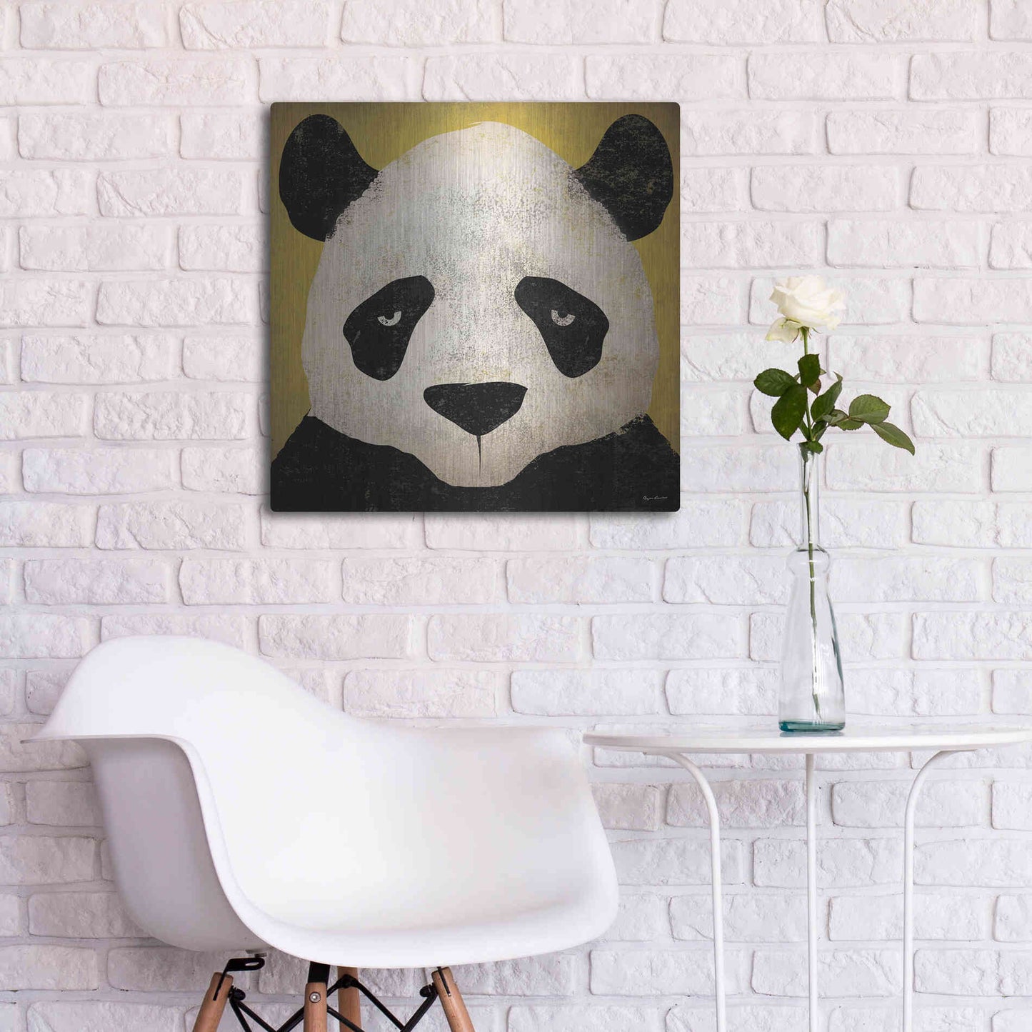Luxe Metal Art 'Panda' by Ryan Fowler, Metal Wall Art,24x24