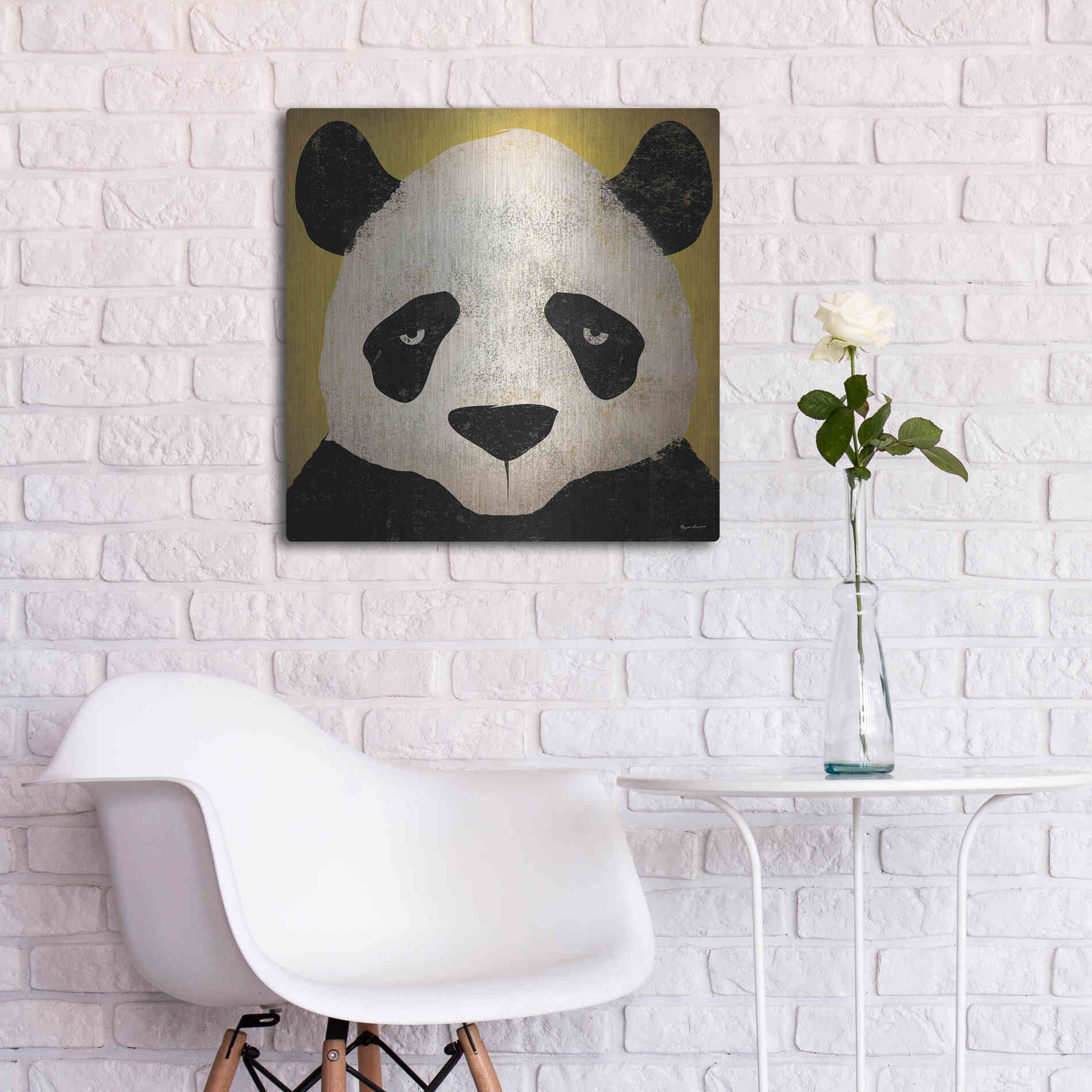 Luxe Metal Art 'Panda' by Ryan Fowler, Metal Wall Art,24x24