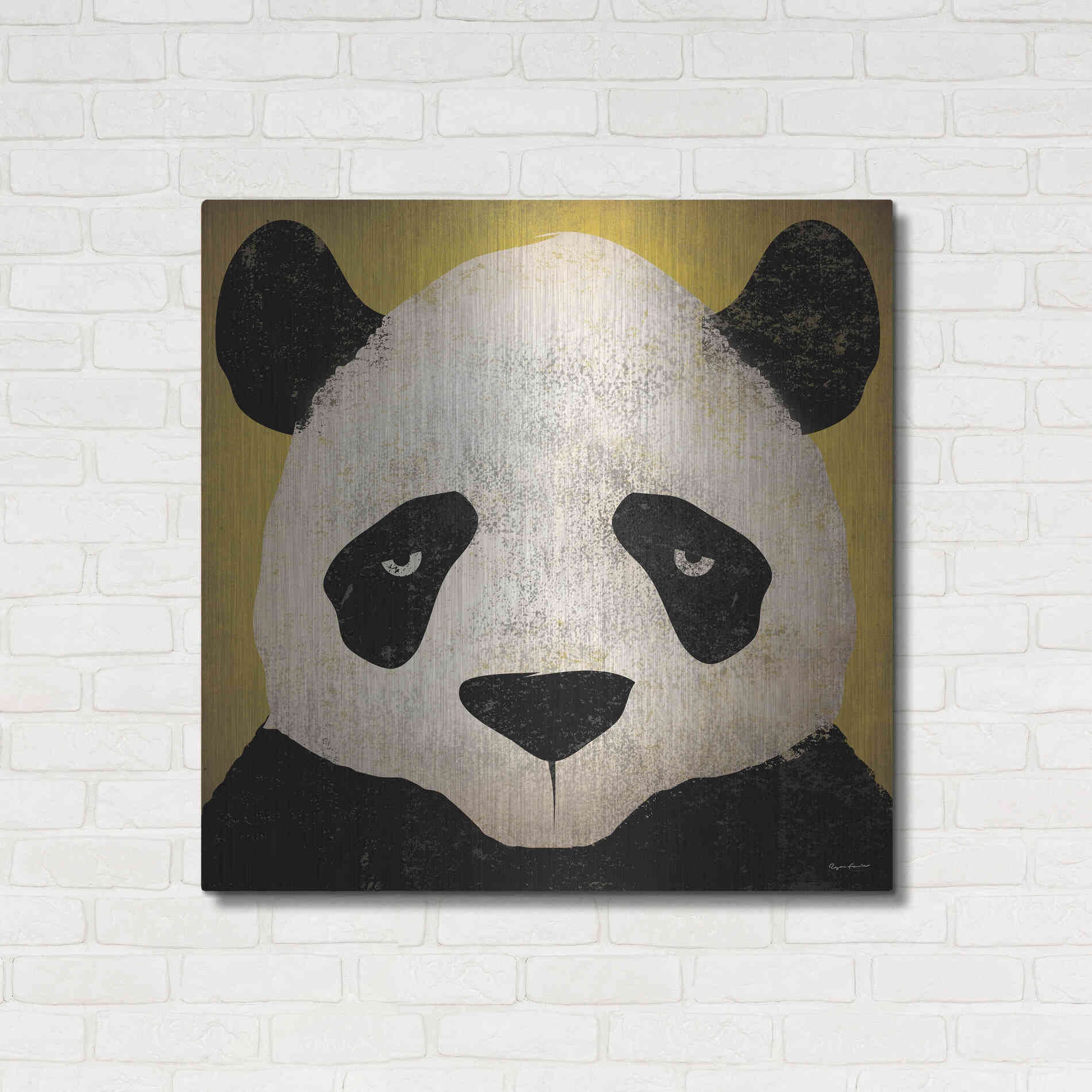 Luxe Metal Art 'Panda' by Ryan Fowler, Metal Wall Art,36x36