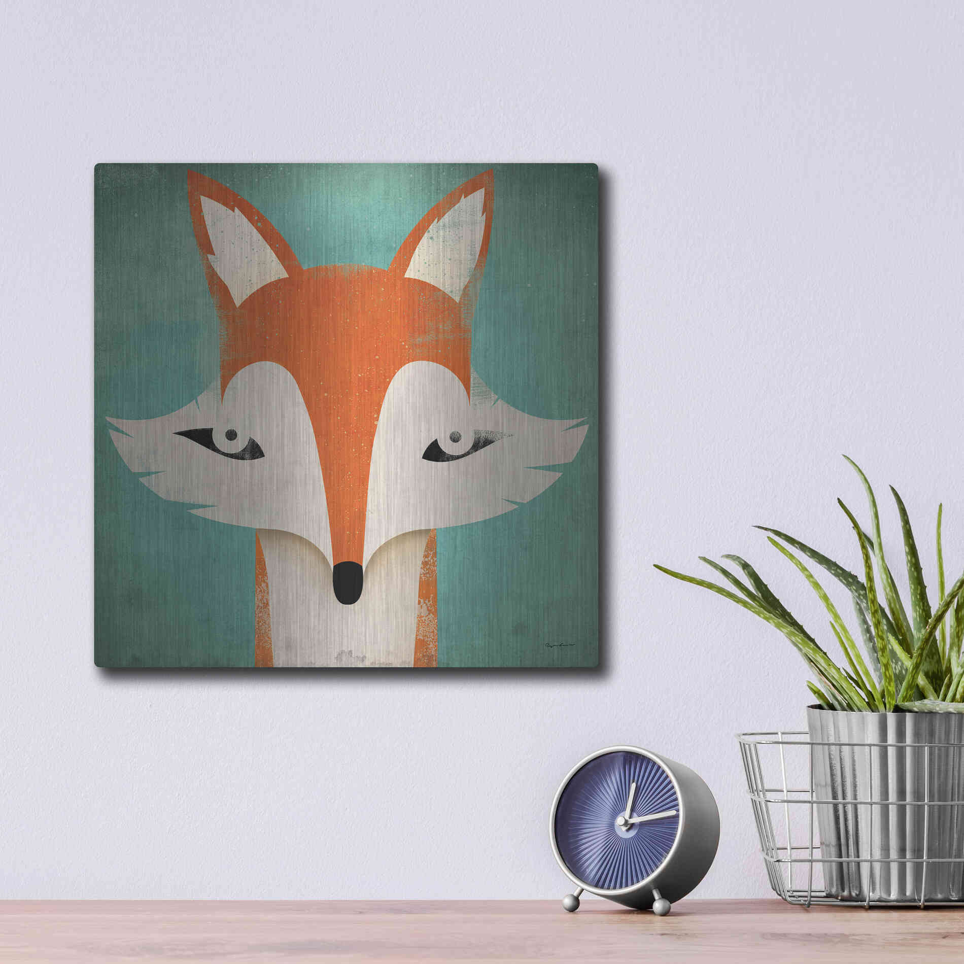 Luxe Metal Art 'Fox' by Ryan Fowler, Metal Wall Art,12x12