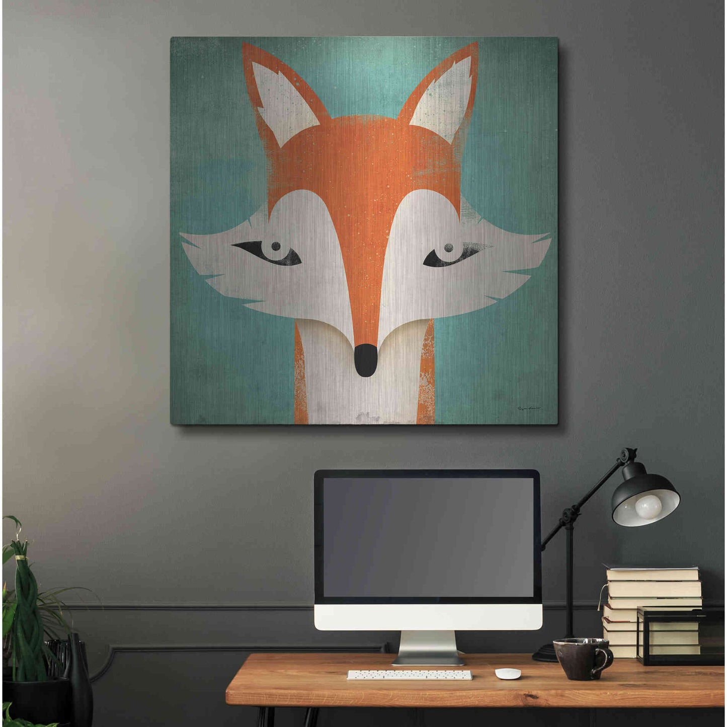 Luxe Metal Art 'Fox' by Ryan Fowler, Metal Wall Art,36x36
