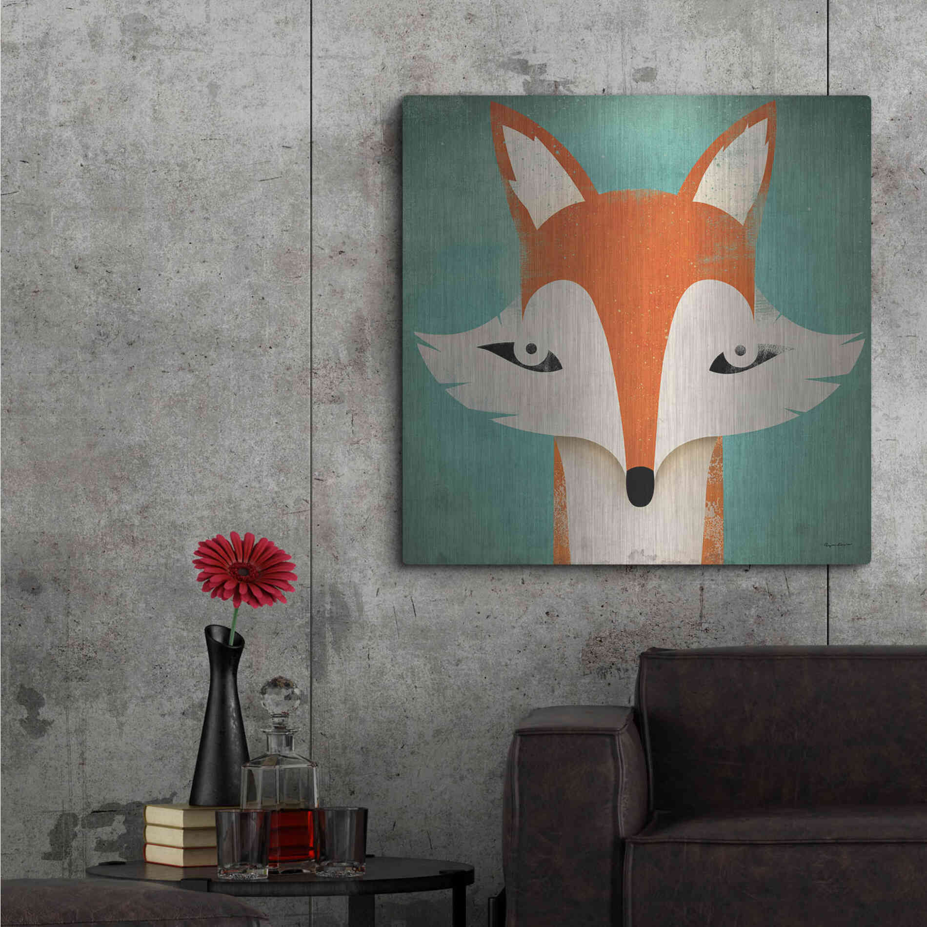 Luxe Metal Art 'Fox' by Ryan Fowler, Metal Wall Art,36x36