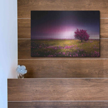 Luxe Metal Art 'Pink Nights', Metal Wall Art,16x12