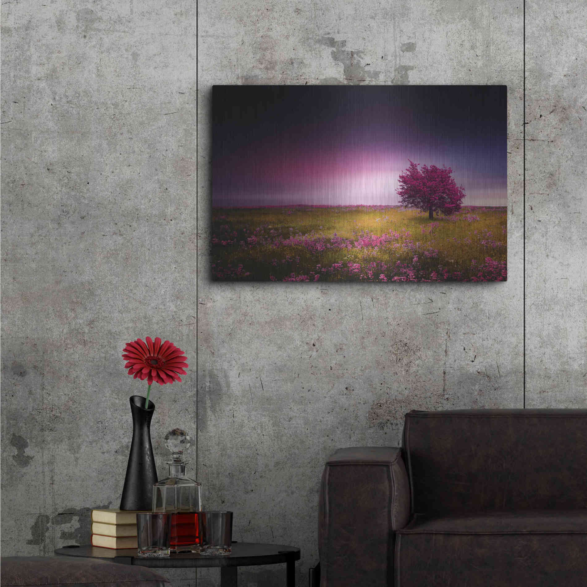 Luxe Metal Art 'Pink Nights', Metal Wall Art,36x24