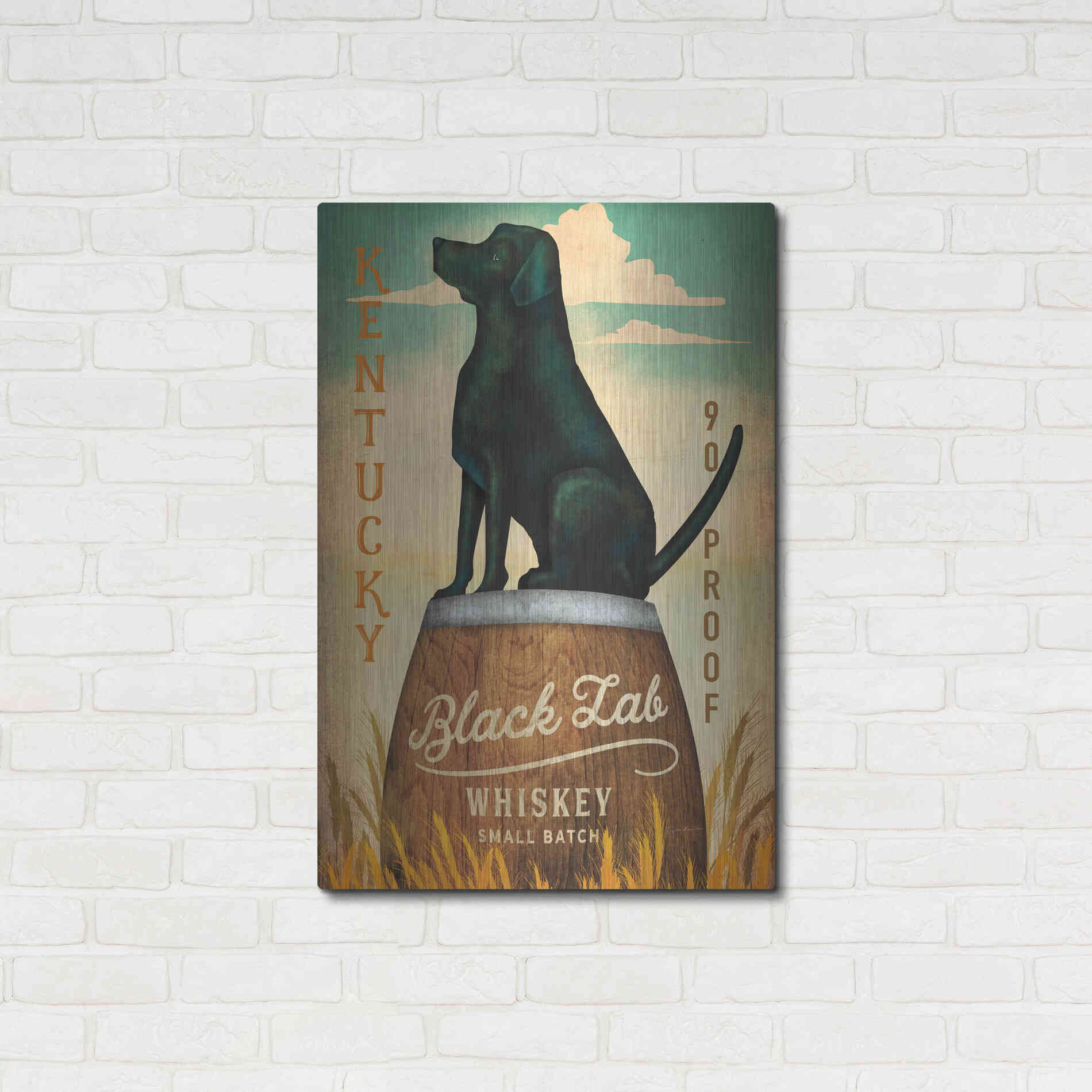 Luxe Metal Art 'Black Lab Whiskey Kentucky Crop' by Ryan Fowler, Metal Wall Art,24x36