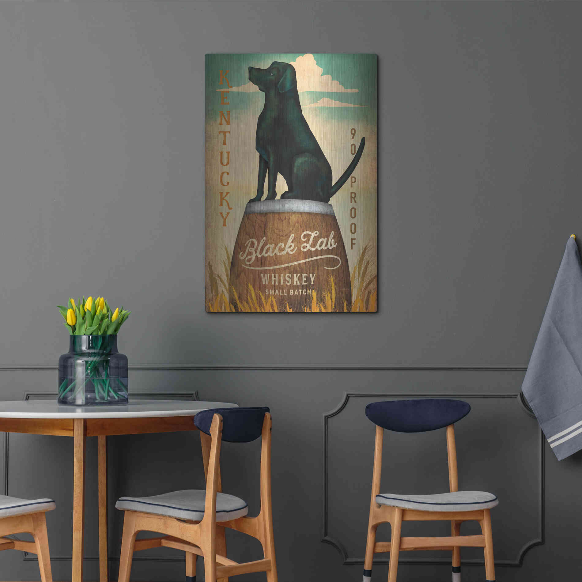 Luxe Metal Art 'Black Lab Whiskey Kentucky Crop' by Ryan Fowler, Metal Wall Art,24x36