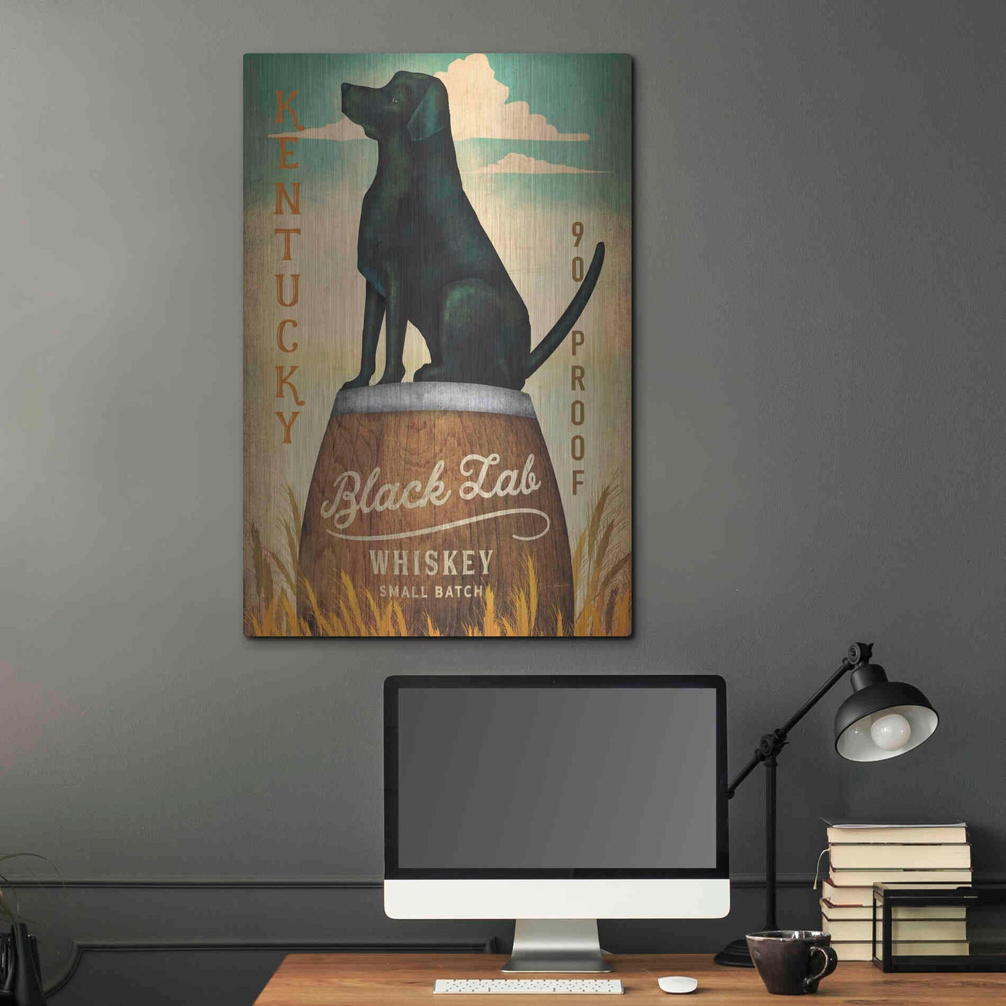 Luxe Metal Art 'Black Lab Whiskey Kentucky Crop' by Ryan Fowler, Metal Wall Art,24x36