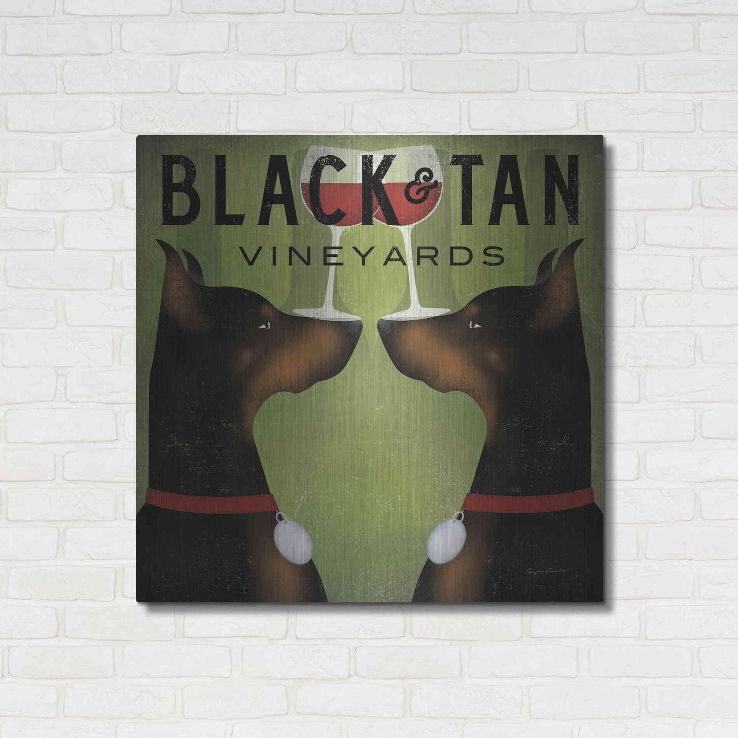 Luxe Metal Art 'Double Doberman Vineyards' by Ryan Fowler, Metal Wall Art,36x36