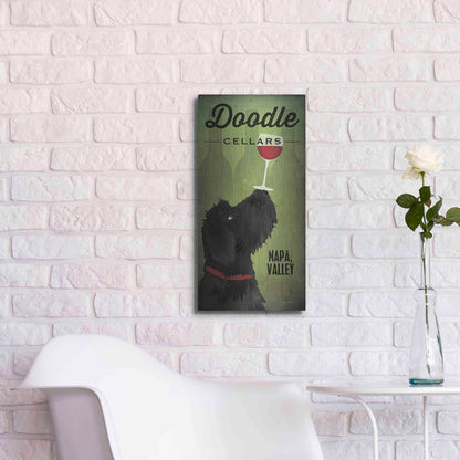 Luxe Metal Art 'Doodle Wine II Black Dog' by Ryan Fowler, Metal Wall Art,12x24