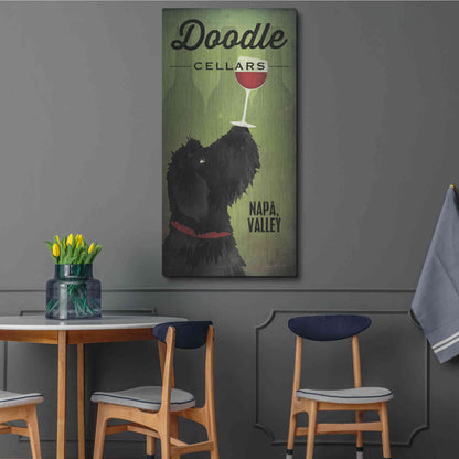 Luxe Metal Art 'Doodle Wine II Black Dog' by Ryan Fowler, Metal Wall Art,24x48