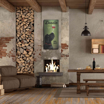 Luxe Metal Art 'Doodle Wine II Black Dog' by Ryan Fowler, Metal Wall Art,24x48