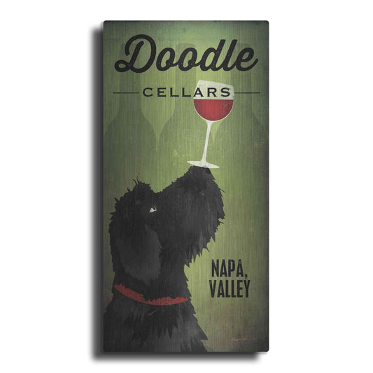 Luxe Metal Art 'Doodle Wine II Black Dog' by Ryan Fowler, Metal Wall Art