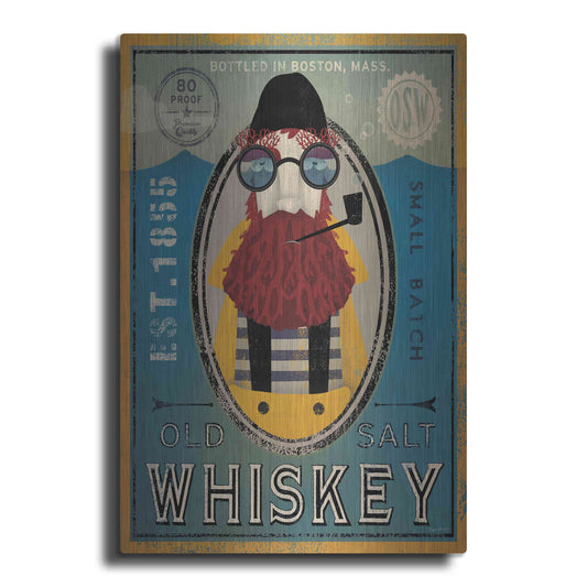 Luxe Metal Art 'Fisherman IV Old Salt Whiskey' by Ryan Fowler, Metal Wall Art