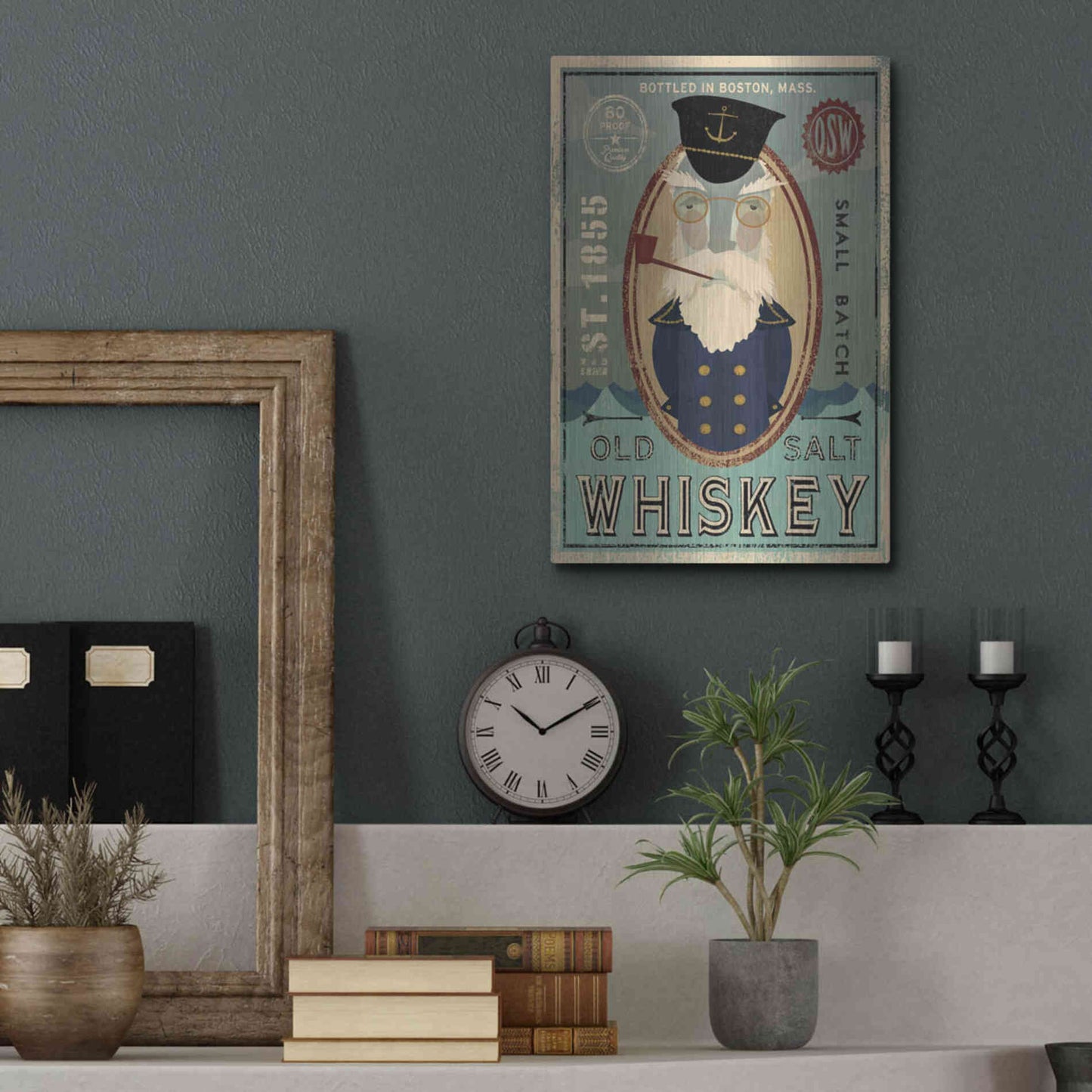Luxe Metal Art 'Fisherman III Old Salt Whiskey' by Ryan Fowler, Metal Wall Art,12x16