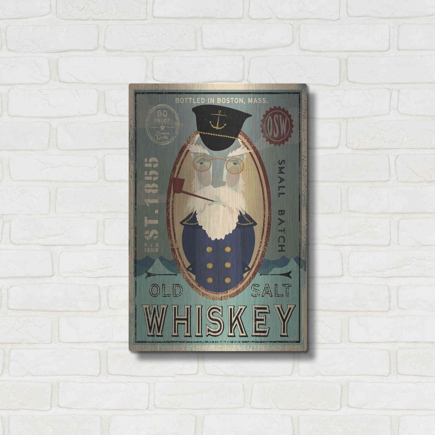 Luxe Metal Art 'Fisherman III Old Salt Whiskey' by Ryan Fowler, Metal Wall Art,16x24