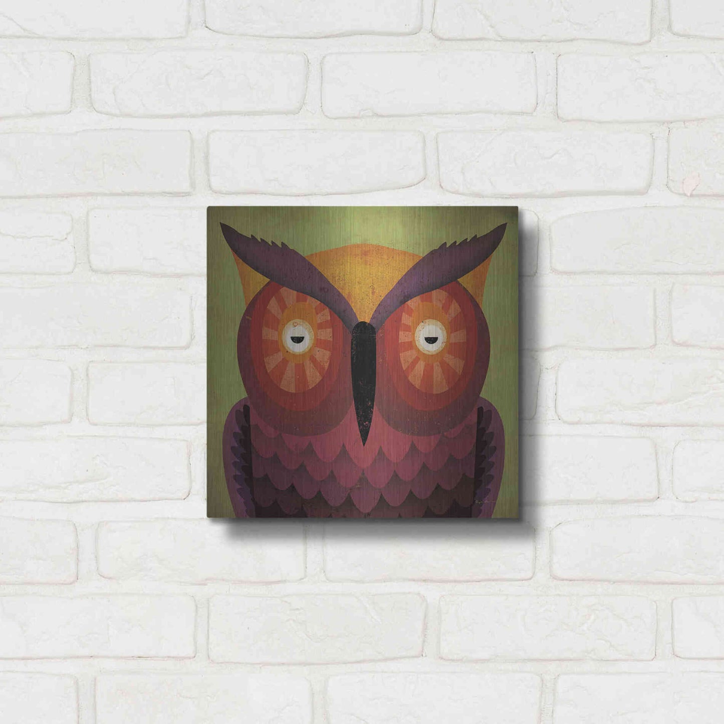 Luxe Metal Art 'Owl Wow' by Ryan Fowler, Metal Wall Art,12x12