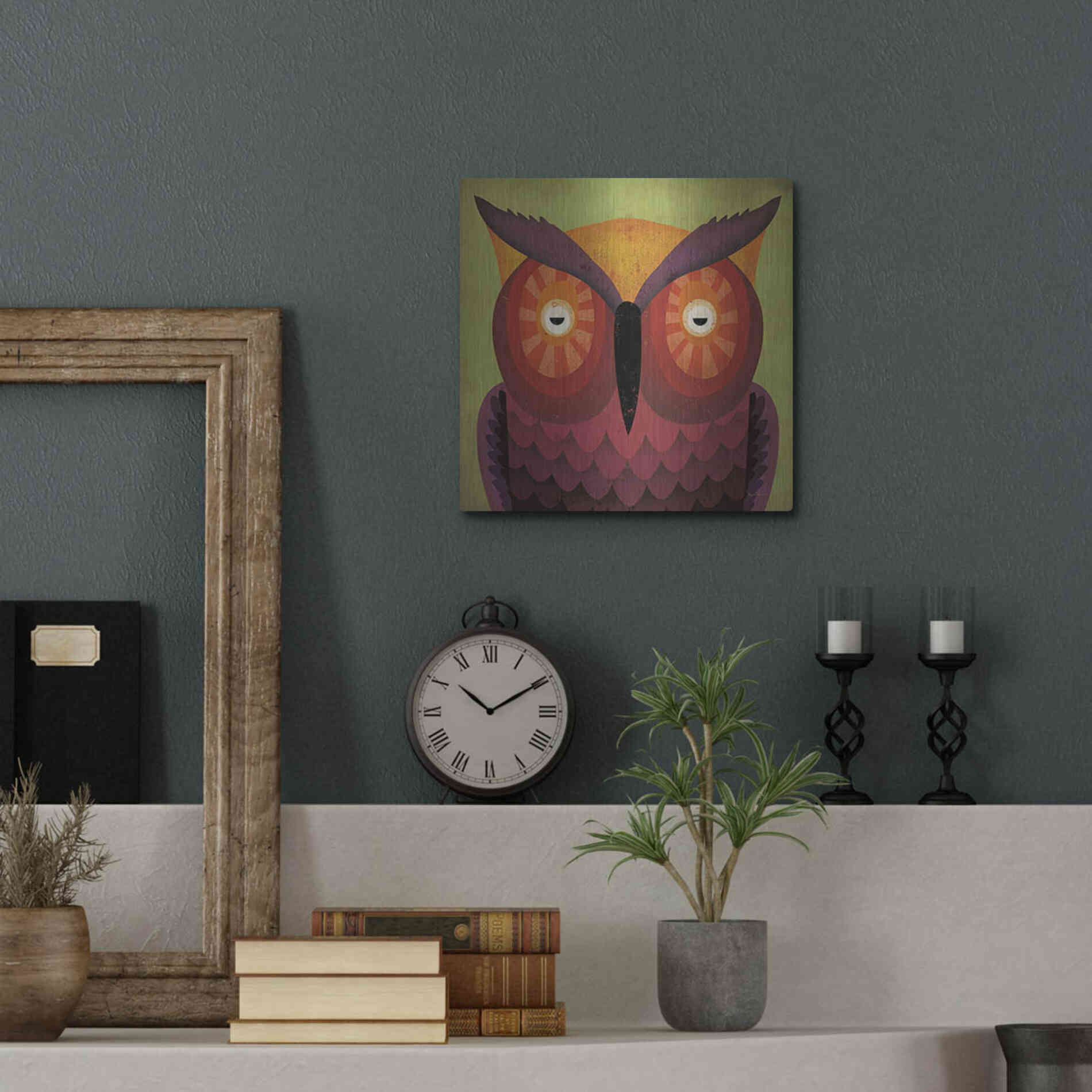Luxe Metal Art 'Owl Wow' by Ryan Fowler, Metal Wall Art,12x12
