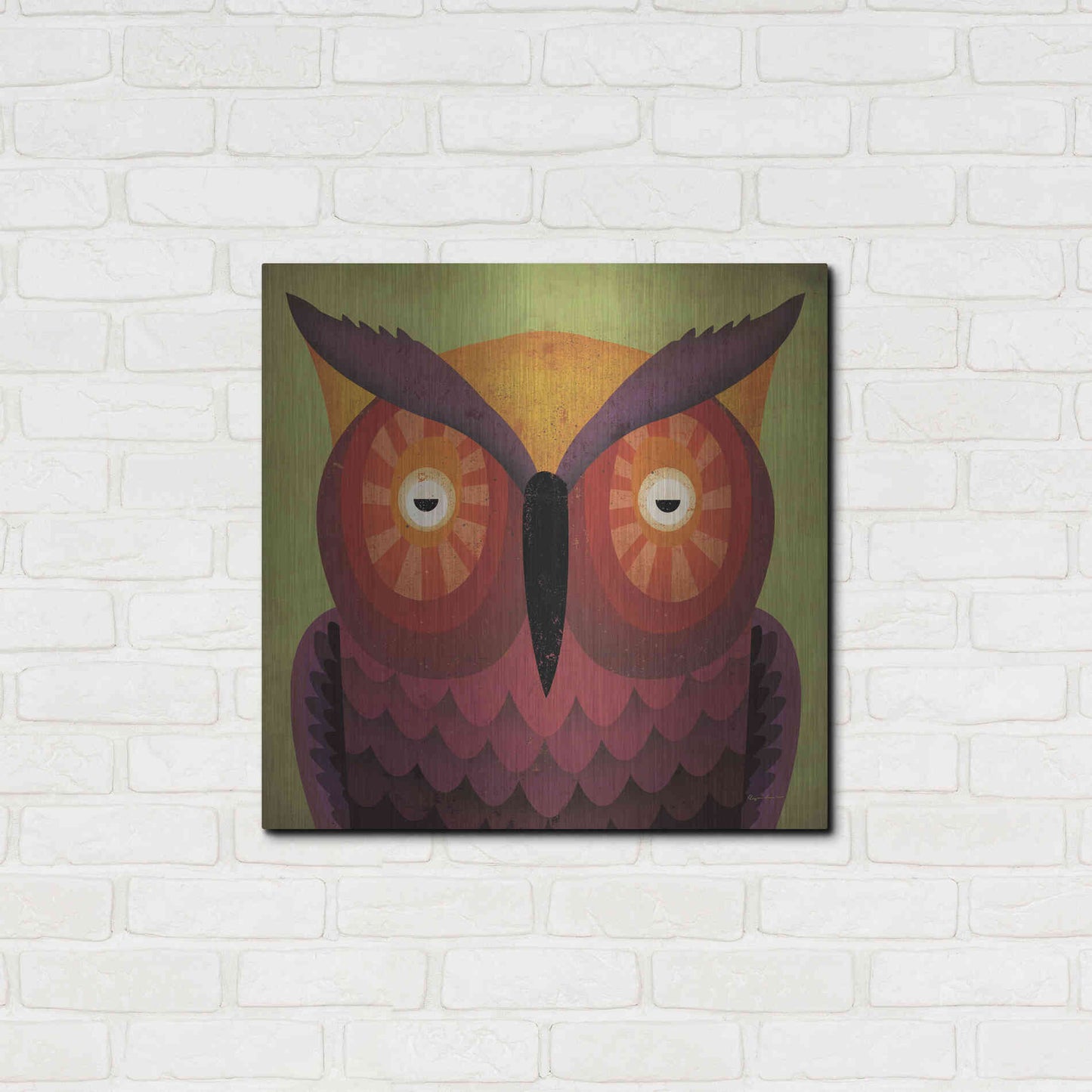 Luxe Metal Art 'Owl Wow' by Ryan Fowler, Metal Wall Art,24x24