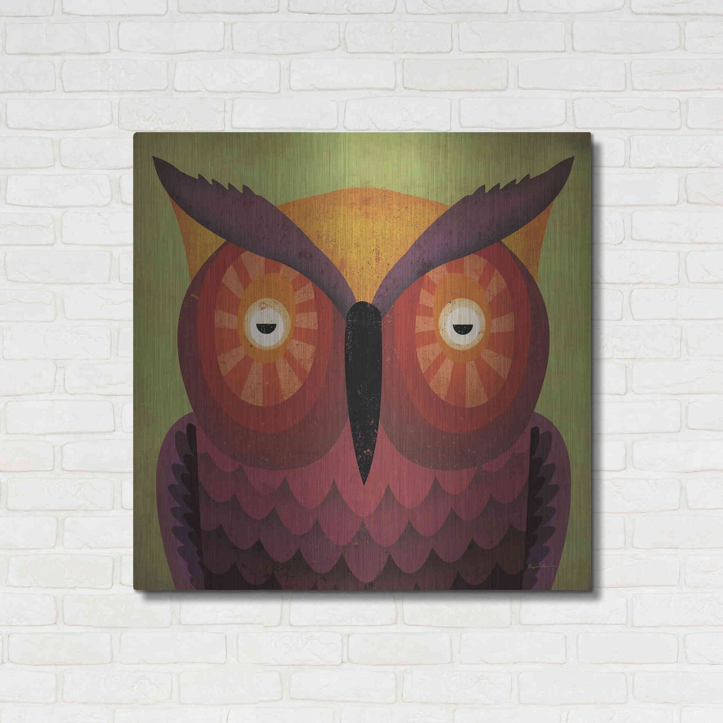 Luxe Metal Art 'Owl Wow' by Ryan Fowler, Metal Wall Art,36x36