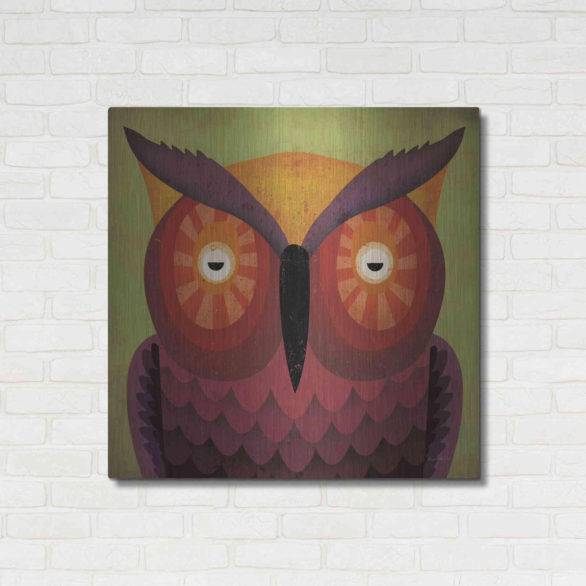 Luxe Metal Art 'Owl Wow' by Ryan Fowler, Metal Wall Art,36x36
