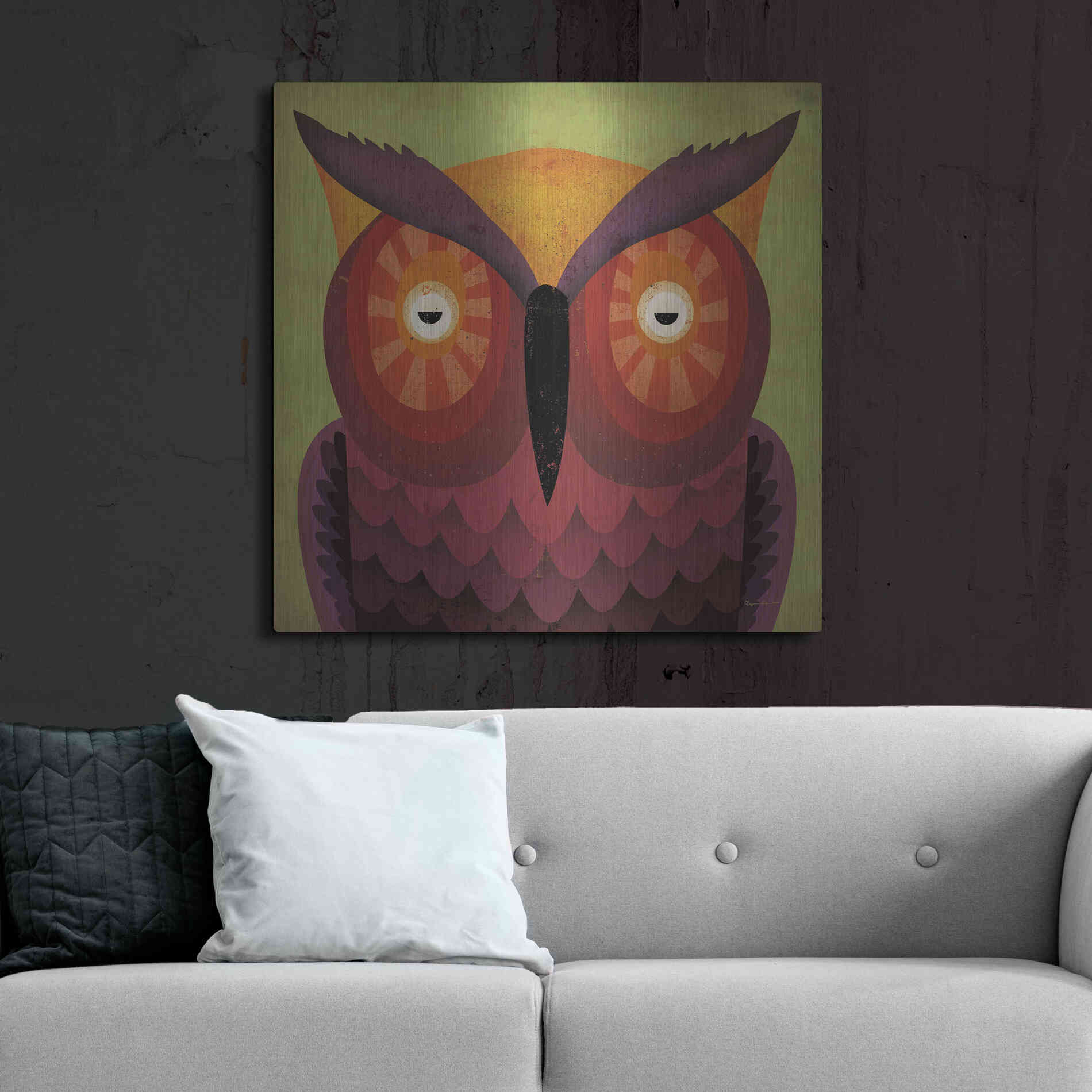 Luxe Metal Art 'Owl Wow' by Ryan Fowler, Metal Wall Art,36x36