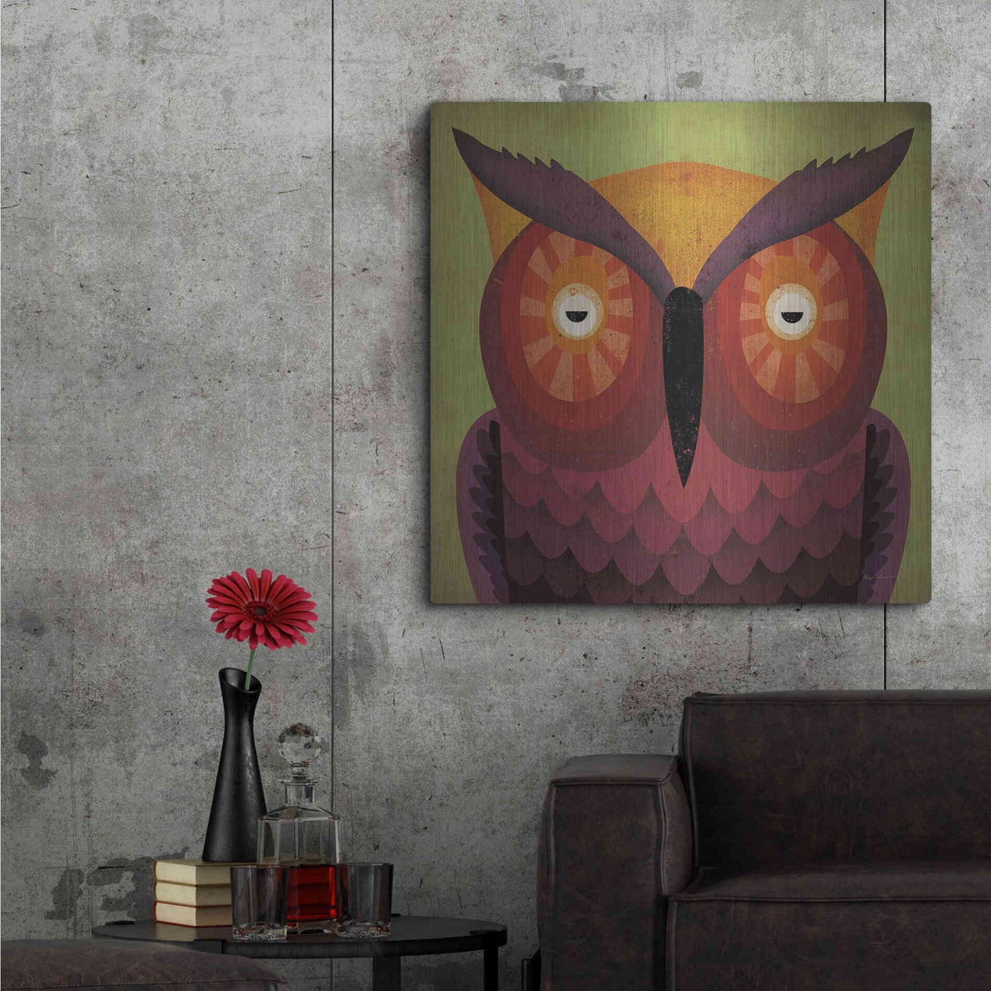 Luxe Metal Art 'Owl Wow' by Ryan Fowler, Metal Wall Art,36x36
