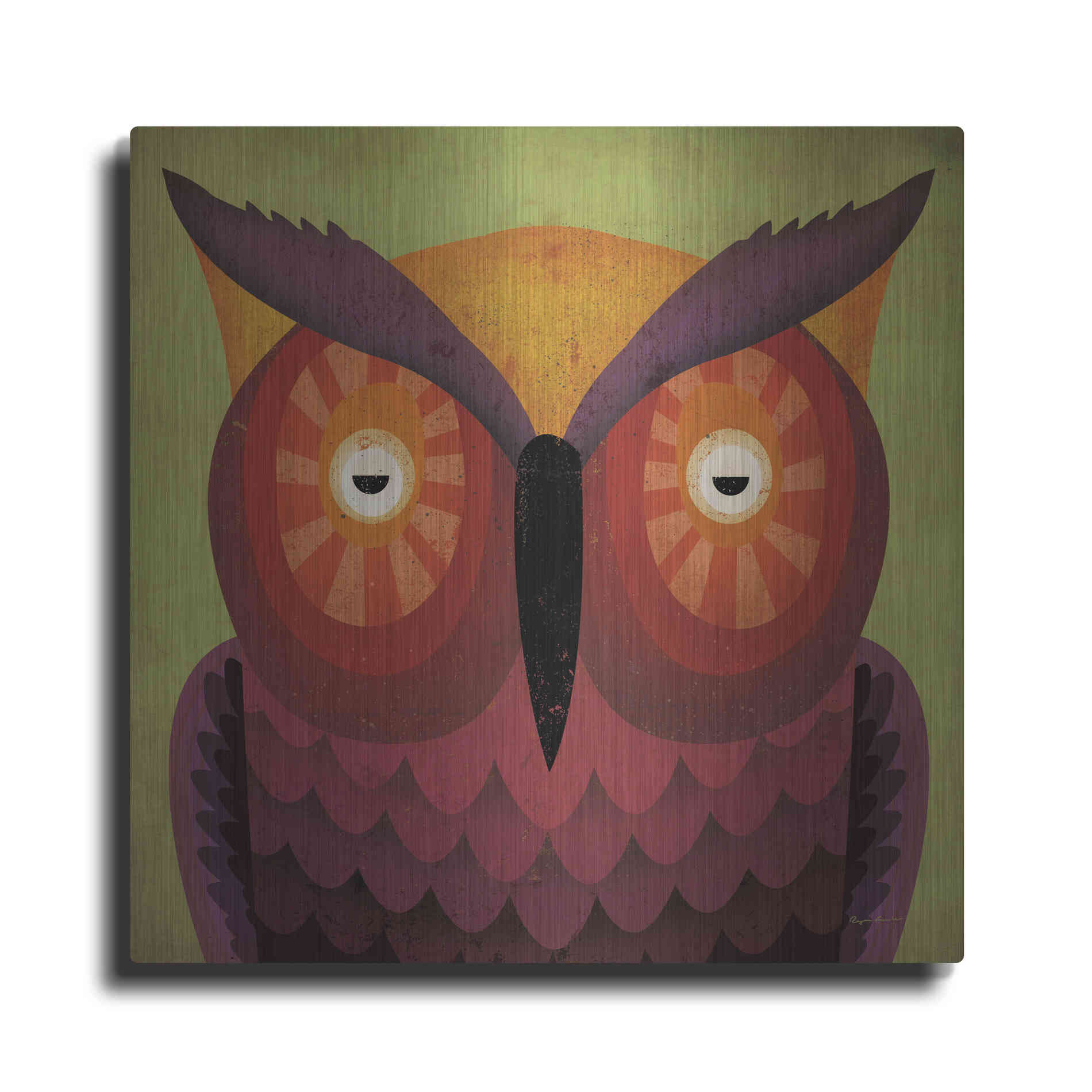 Luxe Metal Art 'Owl Wow' by Ryan Fowler, Metal Wall Art