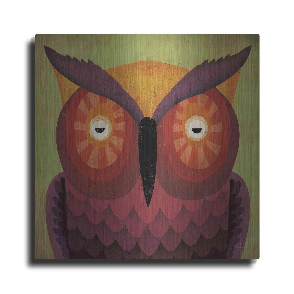 Luxe Metal Art 'Owl Wow' by Ryan Fowler, Metal Wall Art