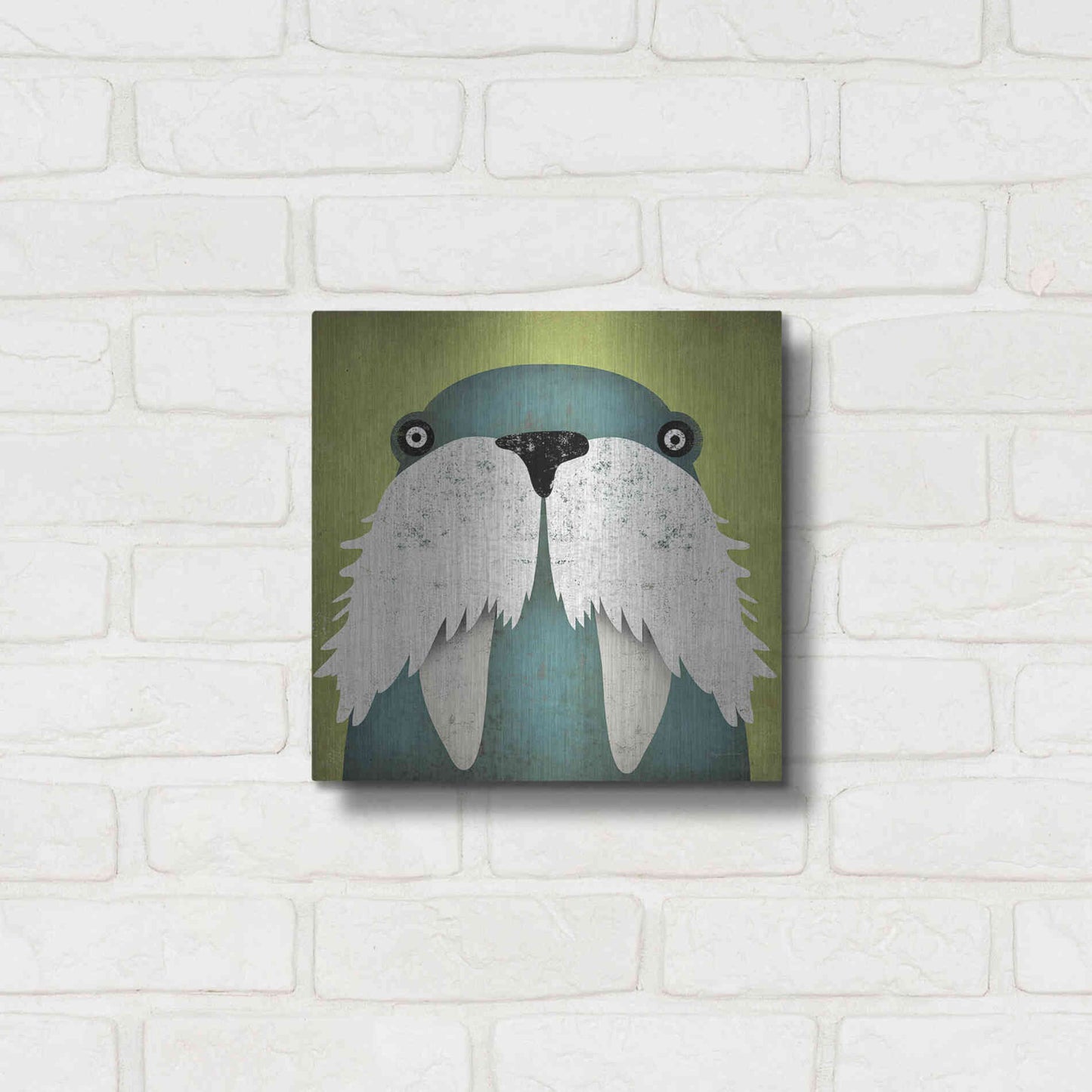 Luxe Metal Art 'Walrus' by Ryan Fowler, Metal Wall Art,12x12