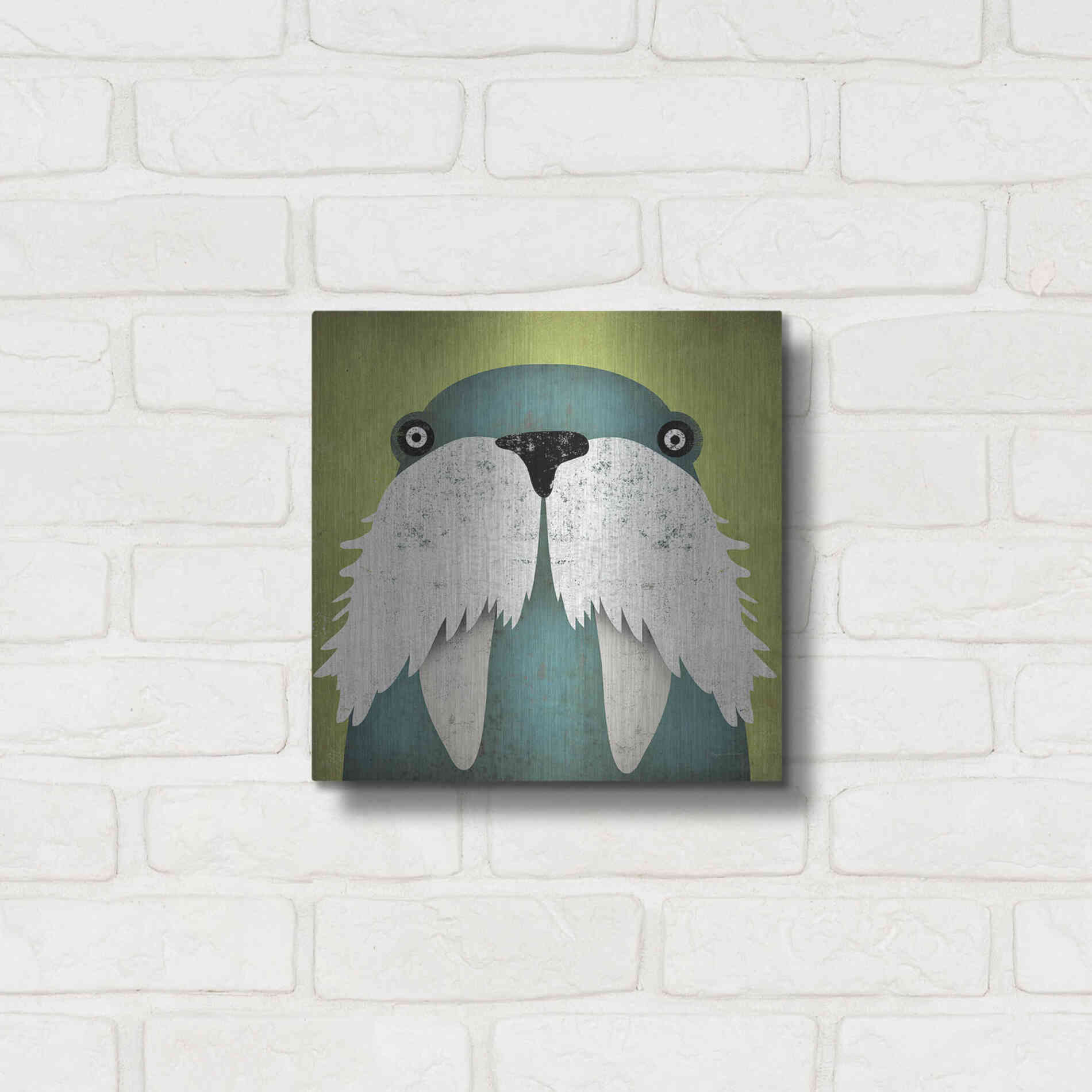 Luxe Metal Art 'Walrus' by Ryan Fowler, Metal Wall Art,12x12