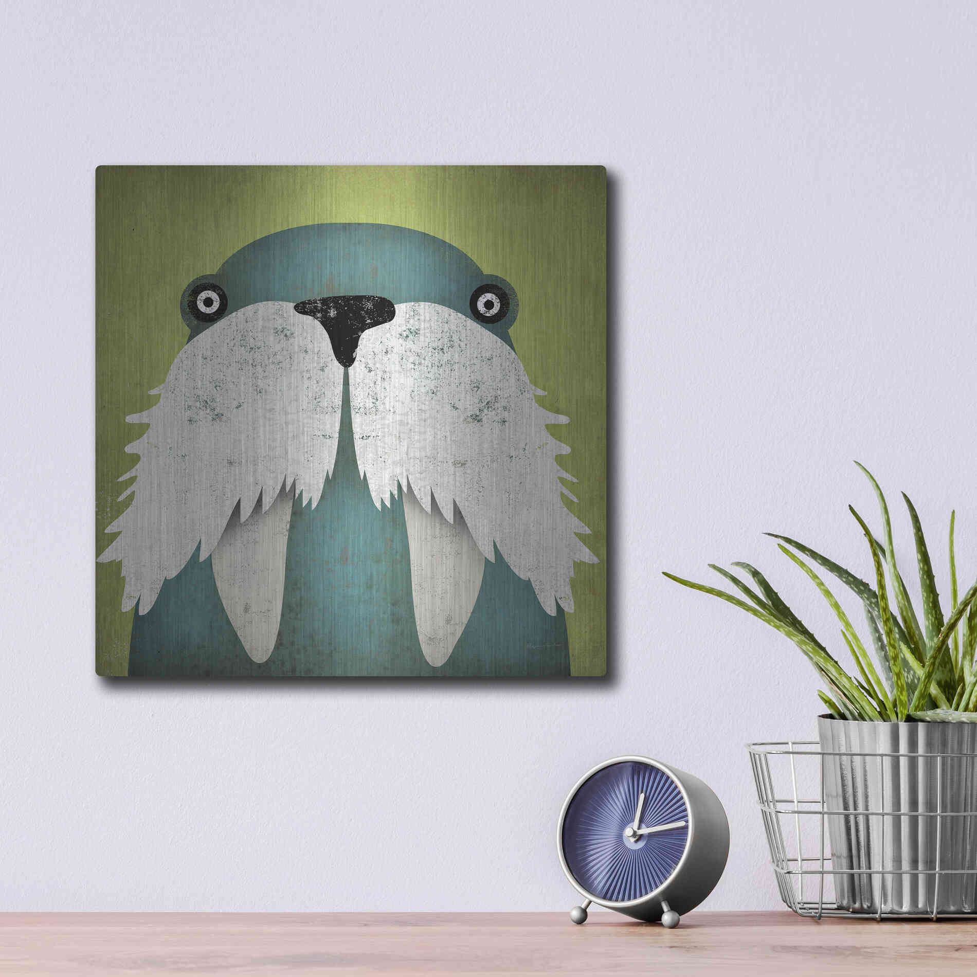 Luxe Metal Art 'Walrus' by Ryan Fowler, Metal Wall Art,12x12