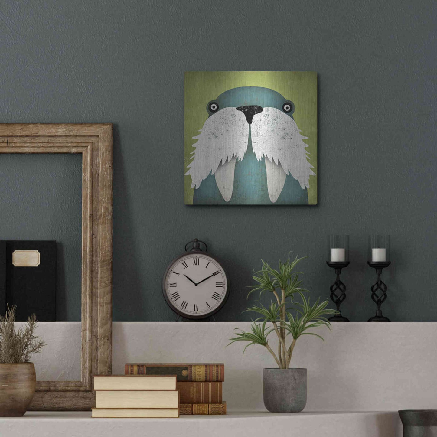Luxe Metal Art 'Walrus' by Ryan Fowler, Metal Wall Art,12x12