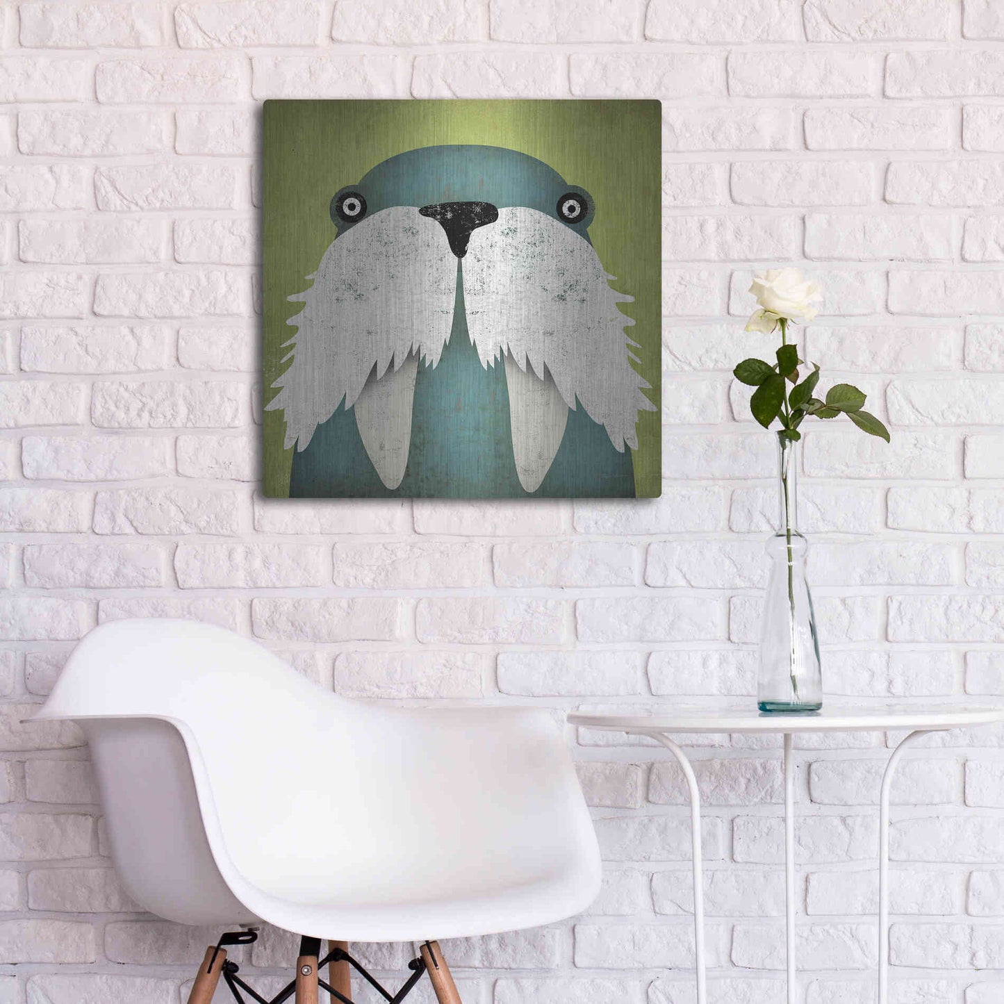 Luxe Metal Art 'Walrus' by Ryan Fowler, Metal Wall Art,24x24