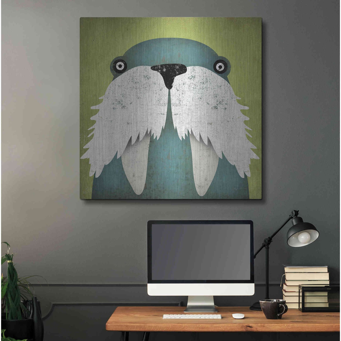 Luxe Metal Art 'Walrus' by Ryan Fowler, Metal Wall Art,36x36