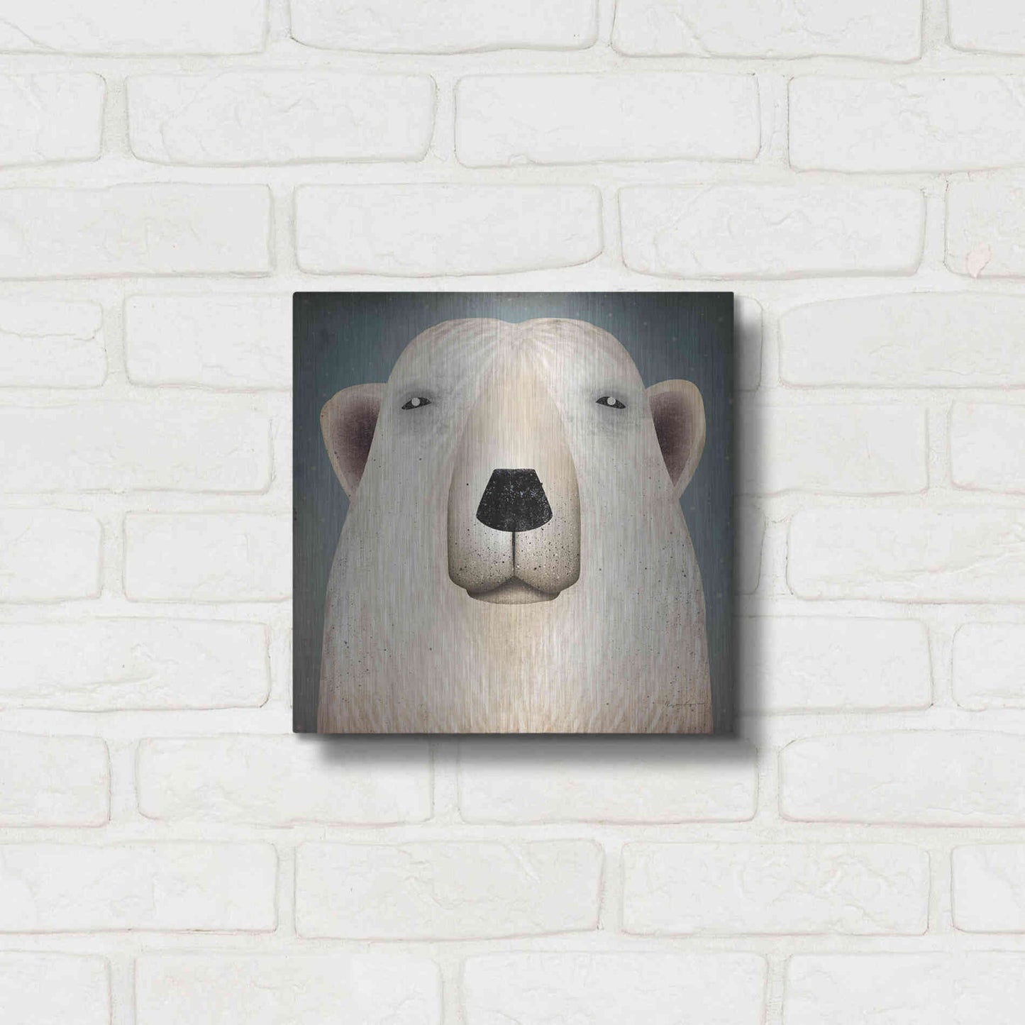 Luxe Metal Art 'Polar Bear Wow' by Ryan Fowler, Metal Wall Art,12x12