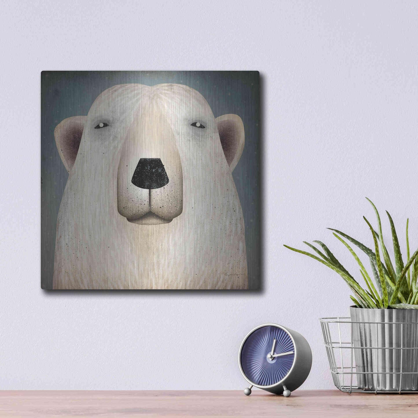 Luxe Metal Art 'Polar Bear Wow' by Ryan Fowler, Metal Wall Art,12x12