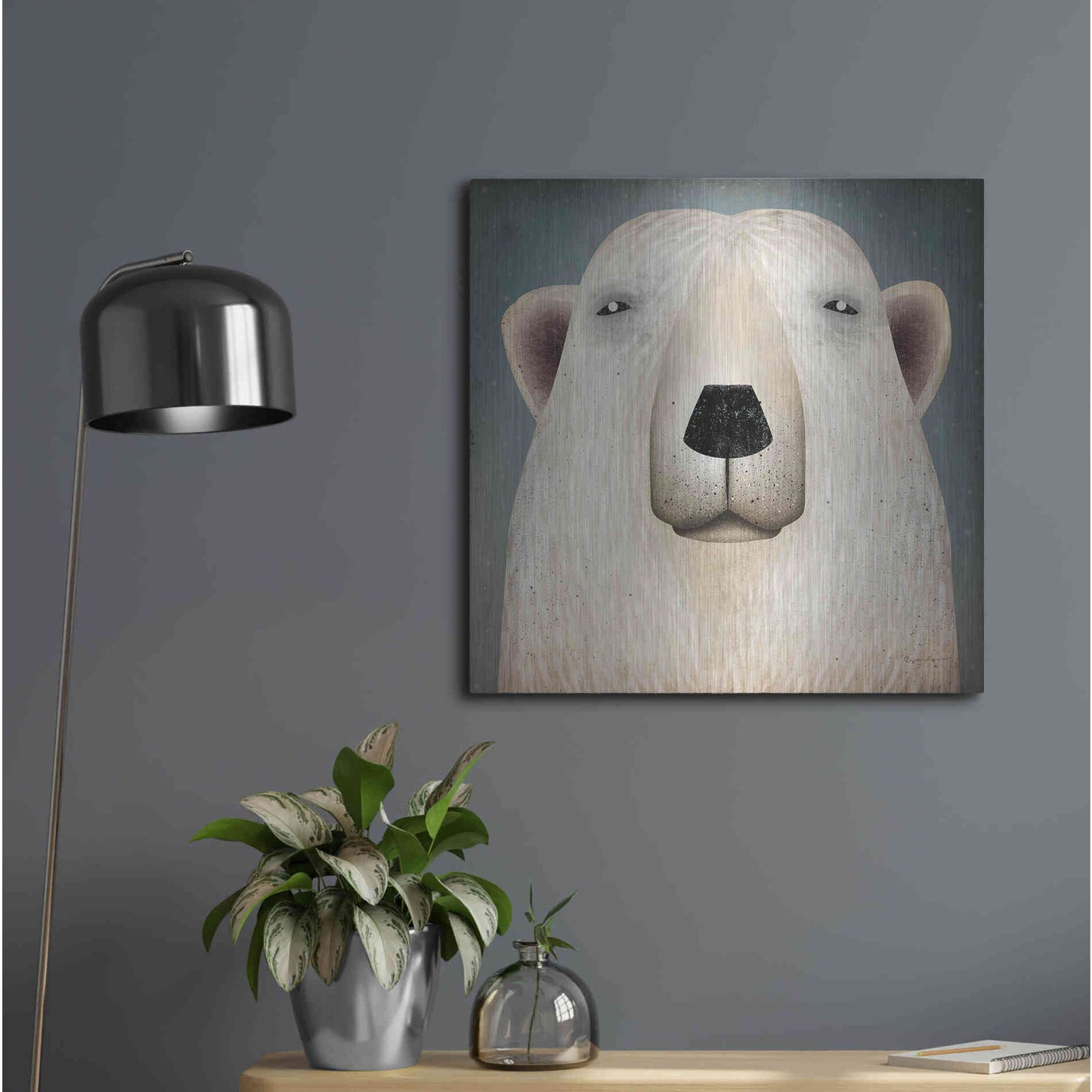 Luxe Metal Art 'Polar Bear Wow' by Ryan Fowler, Metal Wall Art,24x24