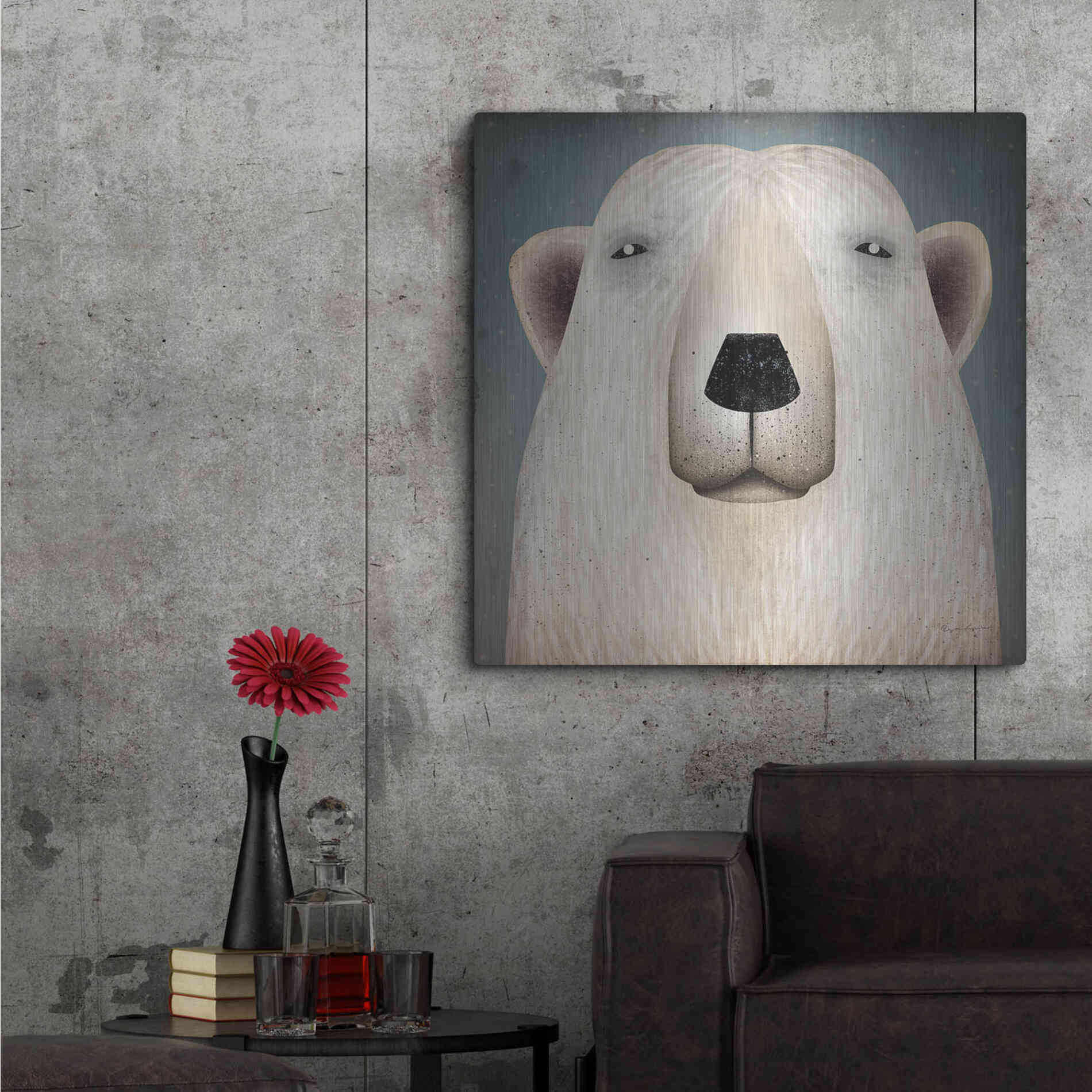 Luxe Metal Art 'Polar Bear Wow' by Ryan Fowler, Metal Wall Art,36x36