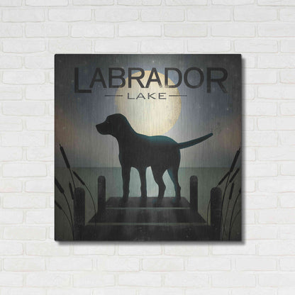 Luxe Metal Art 'Moonrise Black Dog - Labrador Lake' by Ryan Fowler, Metal Wall Art,36x36