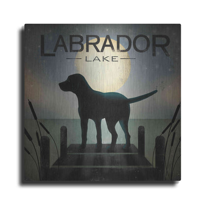Luxe Metal Art 'Moonrise Black Dog - Labrador Lake' by Ryan Fowler, Metal Wall Art