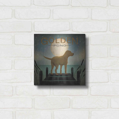 Luxe Metal Art 'Moonrise Yellow Dog - Golden Pond' by Ryan Fowler, Metal Wall Art,12x12