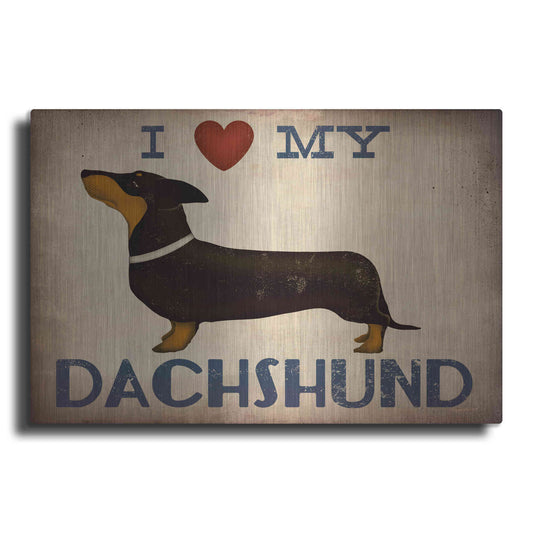 Luxe Metal Art 'Dachshund Longboards - Love v2' by Ryan Fowler, Metal Wall Art